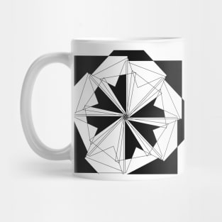 Geometric black and white linear flower Mug